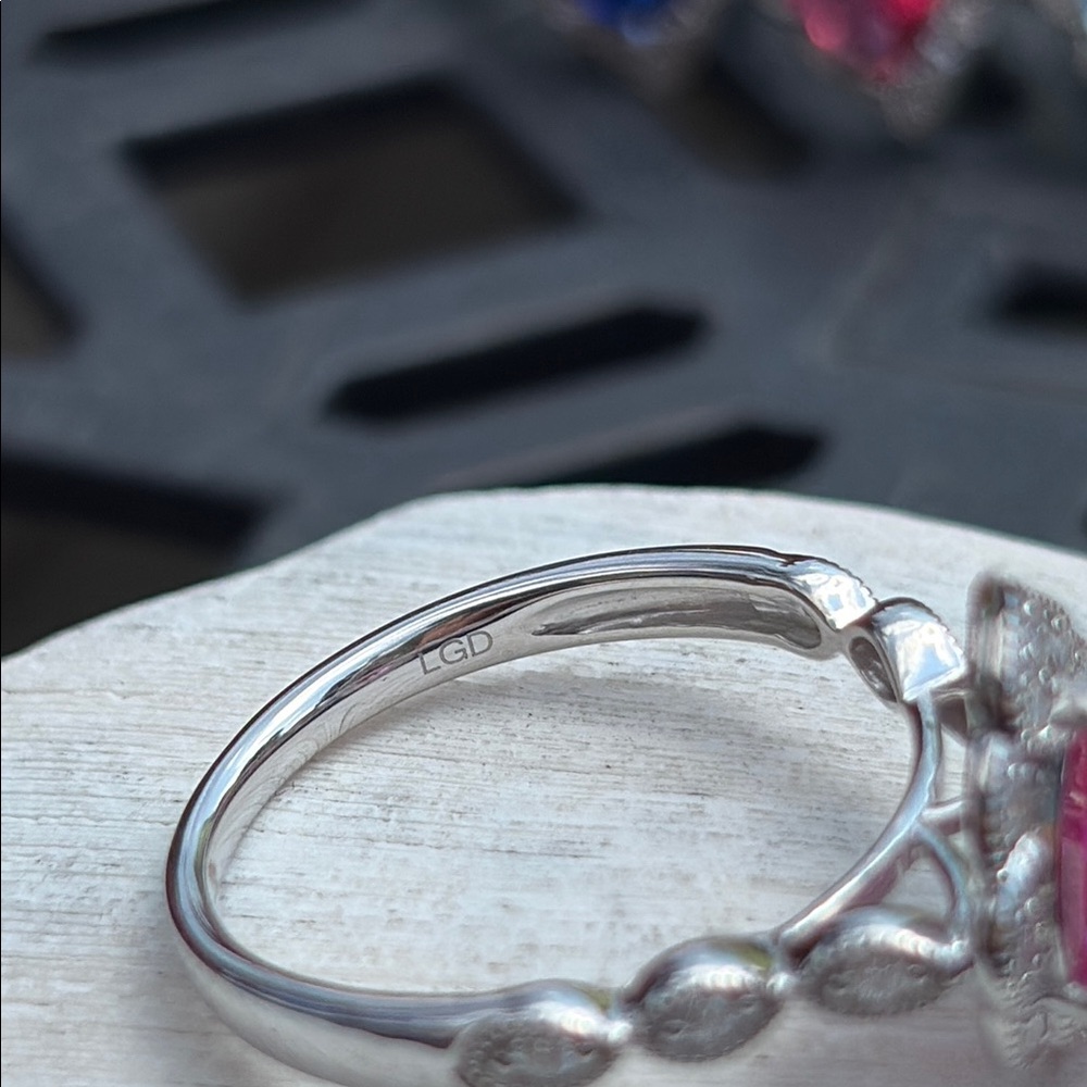 Pear Cut 1.25 tcw Genuine Ruby & Diamond Ring Sterling Silver Size 7 - Picture 10 of 14
